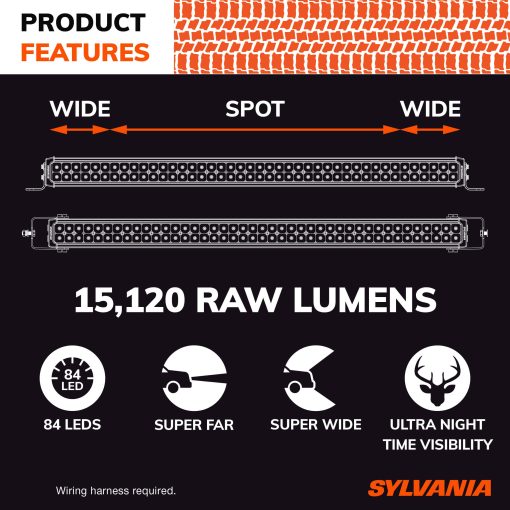 Barra de Luz LED SYLVANIA Ultra de 40 pulgadas | Garantia limitada de por vida | Luz Combo de 15120 lumenes crudos | Luz de trabajo impermeable de calidad para todoterreno, camion, tractor, bote, ATV, UTV, SUV, 4x4 - Imagen 2