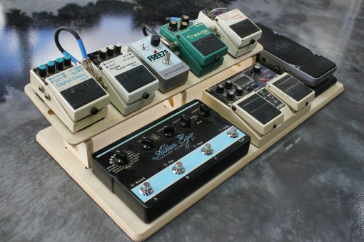 Tablero de Pedales de Efectos para Guitarra de Madera con Plataforma de 2 Niveles