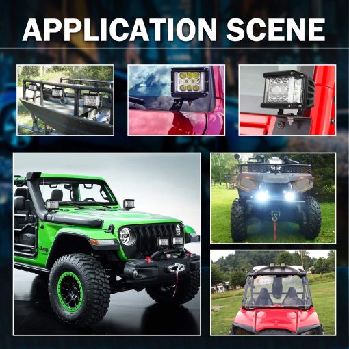 Luces LED Lumimotor Wayup Side Shooter, 2Pcs 4 Pulgadas 96W Triple Fila LED Luces Spot Flood Combo Haz Lateral Doble Cubos de Conduccion Ligera de Niebla para Camiones Tractores ATV UTV Barco - Imagen 5