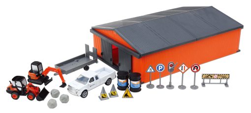 Juego de Construccion de Vehiculos Kubota con Cobertizo