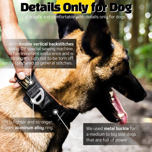 Collar Comodo, Collar acolchado de piel de vaca suave para perros de todas las razas, parche reflectante, hebilla metalica para perros grandes Mango de control facil (S, M, L) (S, Gris Claro) - Imagen 4