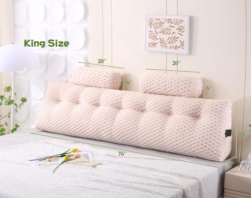 Almohada de cabecera en forma de cuna Ziihome + 2 almohadas de rollo para la cabeza Almohada para la cama Almohada para la computadora portatil Almohada para juegos Almohada para leer para cabecera Gran refuerzo para sentarse en la cama Respaldo posicional - Imagen 2