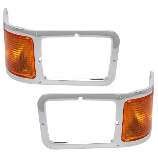 Par de Faros Delanteros Compatible Con 2000-2015 FORD F650 / F750 Bisel de Faro Luz de Senal de Esquina Izquierda Derecha de Repuesto para #YC3Z13201AA YC3Z13200AA - Imagen 3