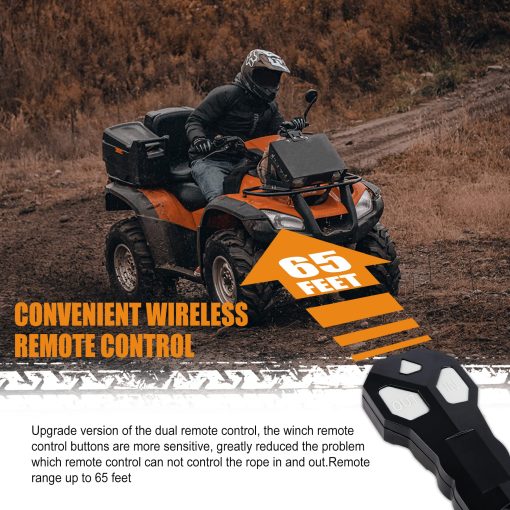 Malacate ZESUPER 4500 lb Impermeable IP67 con Control Remoto Inalambrico Cuerda de Malacate Sintetica Cabestrante Hawse Control Remoto Portatil de Malacate de ATV UTV 12V - Imagen 3