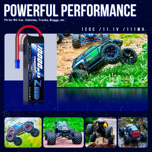Bateria Lipo Zeee 3S 10000mAh 11.1V 120C con Conector EC5 Estuche Suave Bateria RC para Coche RC Camion Tanque Carreras Modelos Hobby (Paquete de 2) - Imagen 5