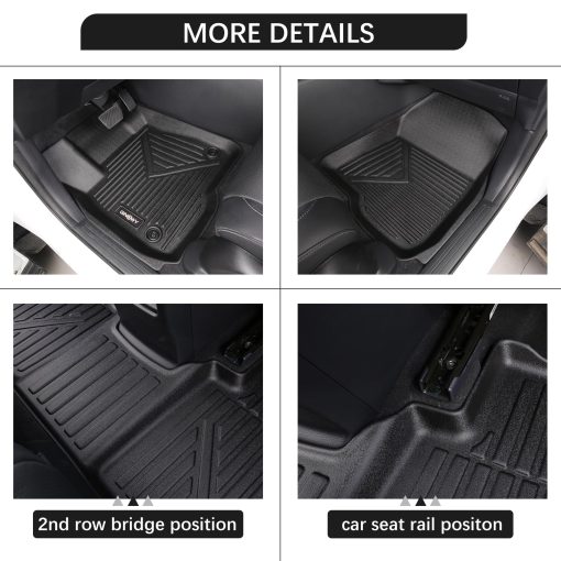 Tapetes para piso de Honda ridgeline 2017-2023 2024, TPE Proteccion para todo clima Alfombrillas de coche, Ajuste personalizado Ridgeline 2023 Forro de piso, Accesorios automotrices antideslizantes impermeables Negro - Imagen 6