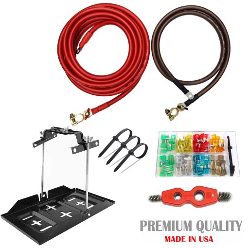 Kit de reubicacion de bateria, cable de 2 AWG, poste superior 20 FT ROJO / 5 FT NEGRO (GRUPO 24), HECHO EN LOS EE. UU. - Imagen 2