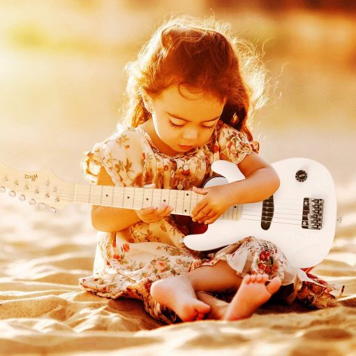 Guitarra Electrica Infantil WINZZ EGM100 de 30 Pulgadas con Kit para Principiantes, Diestro, Blanco - Imagen 2