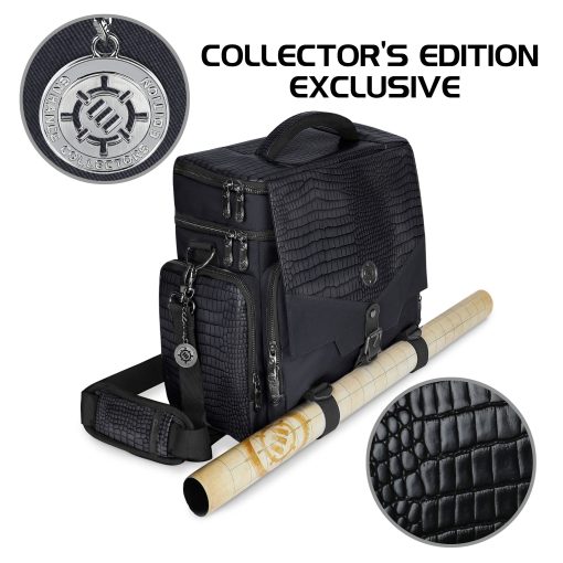 Bolsa de aventurero de edicion coleccionista ENHANCE RPG - Bolsa de viaje con exterior de piel de dragon para juegos de rol con boveda de almacenamiento de miniaturas de mesa, soporte para tapetes, bolsillos para dados y fichas de DND, cabe 4-8 libros (Dragon Negro) - Imagen 7