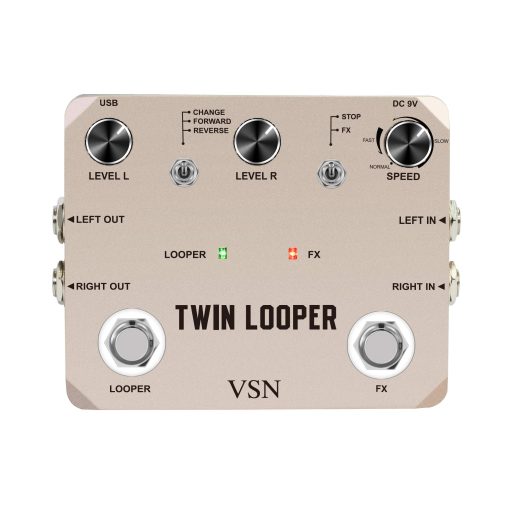 Pedal de Loop VSN, Pedales de Loop de Guitarra Estereo, Pedal de Efectos de Guitarra Loop Station Multi-funcion 11 Tipos de Reproduccion con 10 Minutos de Tiempo de Loop, Efectos de Guitarra 44.1kHz/24Bit