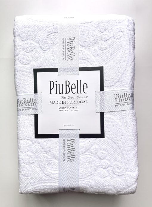 HOME GOODS Piubelle Piu Belle Portugal 100% Algodon- Colcha de Cubierta de Cama, Ligera y de Lujo de Hotel, con Texturas de Patrones Elevados (Queen (Estandar de EE.UU.), Catia), Blanco