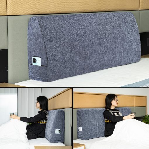 Almohada de cuna para cabecero MOSTUZ Almohada para cabecero de tamano queen Almohada de memoria de espuma Almohada de respaldo grande para descanso en la cama gris estrellado - Imagen 5