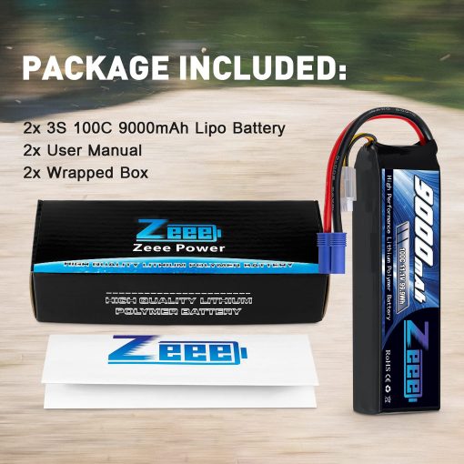 Bateria Lipo Zeee 3S 9000mAh 11.1V 100C Conector EC5 con Placas Metalicas Funda Suave Bateria para Coche RC Camion Tanque Modelos de Carreras Hobby (Paquete de 2) - Imagen 7