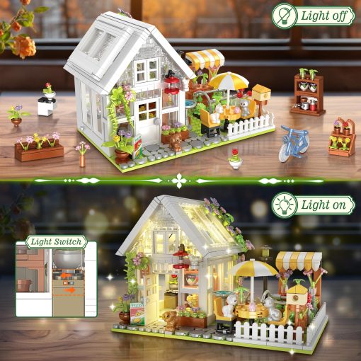 Juego de construccion de casa de flores, juguete de construccion de casa de jardin con luces LED, conjunto de modelo de invernadero creativo, kit de construccion de casa de cristal para jardin, regalo de Navidad y cumpleanos para ninos de 12+ (1188 piezas) - Imagen 3