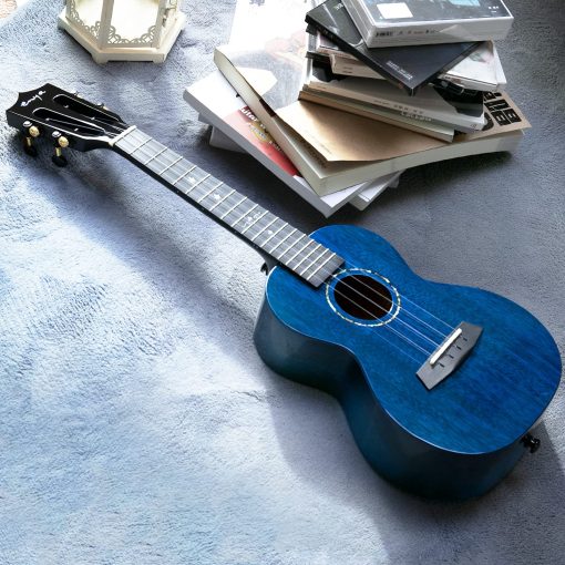 Ukulele Tenor Enya EUT-MAD de Caoba Maciza Brillante de 26 Pulgadas Azul con Estuche Acolchado de Alta Gama de 15 mm - Imagen 7