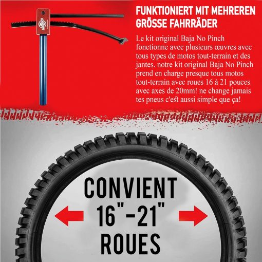 Kit Ultimate BAJA NO PINCH, Herramienta Compacta para Cambiar Neumaticos de Motocross y Motos de Tierra - Monta Neumaticos Sin Pinchar Tubos - Incluye Mangas para Ejes de 15mm, 17mm, 20mm, 25mm - Funciona en Llantas de 16-21 Pulgadas - Imagen 9