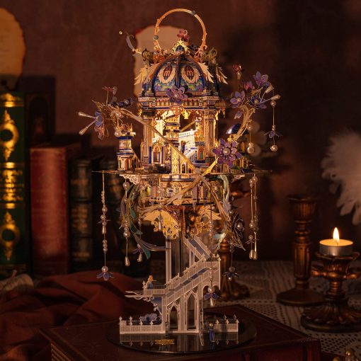 Rompecabezas metalico 3D para adultos Romeo y Julieta con caja de musica con iluminacion, kits de modelado de palacio de duendes, construccion en miniatura, regalo de amor para decoracion del hogar, 331 piezas - Imagen 8