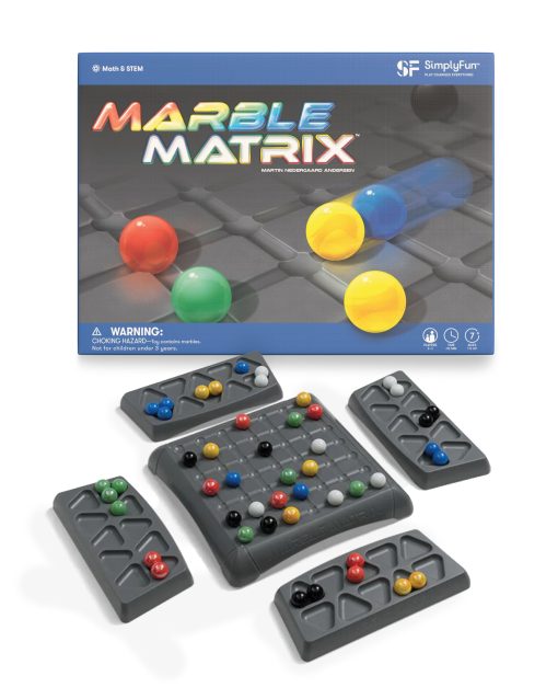 SimplyFun Marble Matrix - Juego Educativo para Practicar el Razonamiento Espacial y las Habilidades Motoras Finas - Juego de Estrategia Atractivo para Ninos de 7 anos en adelante - de 2 a 4 Jugadores