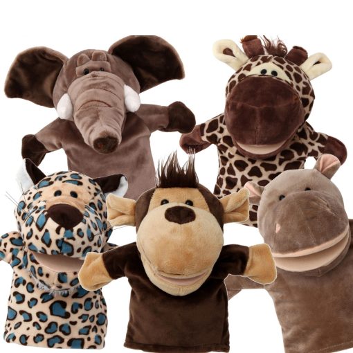 Set de titeres de mano de animales para ninos y adultos - Juguetes de peluche suave de primera calidad de 12.5" con bocas moviles - Perfectos para contar historias, ensenar, preescolar, jugar roles - Titeres educativos, vibrantes y duraderos