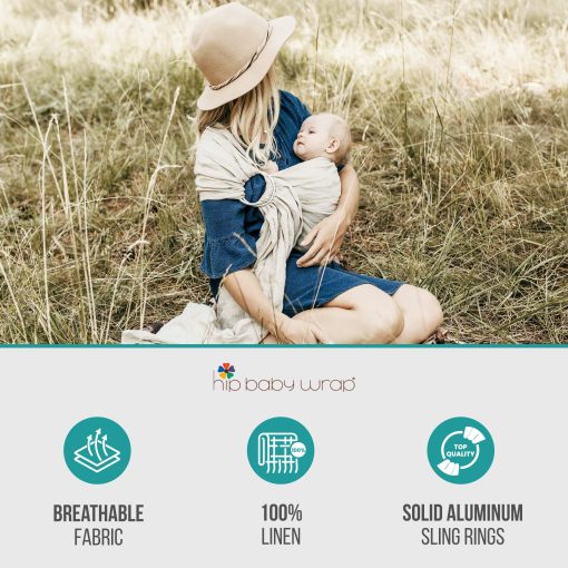 Manta Portabebes de Anillos Hip Baby Wrap - Envoltura de Bebe, Perfecta para Baby Shower, Portabebes, Portabebes Envoltura, Portabebes, Portabebes de Anillos (Avena) - Imagen 2