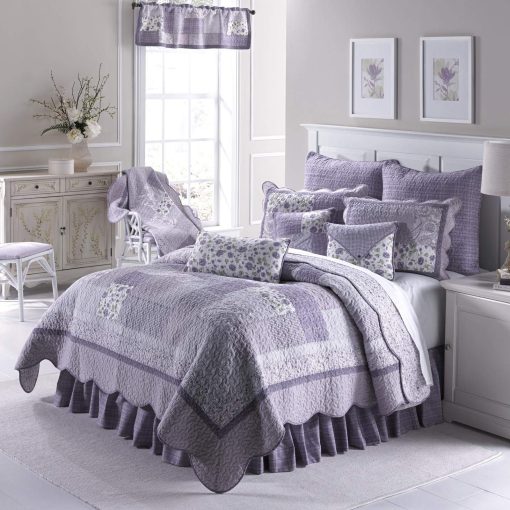 Colcha Donna Sharp King - Lavender Rose, Colcha Contemporanea de Algodon con Patron de Patchwork - Lavable a Maquina