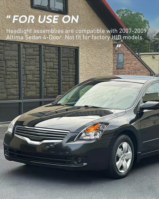 Nilight Conjunto de Faros Delanteros Compatible con 2007 2008 2009 Nissan Altima 4Dr Sedan Repuesto de Faros Carcasa Negra Reflector ambar Lente Clara Lado del Conductor y Pasajero, 2 Anos de Garantia - Imagen 8