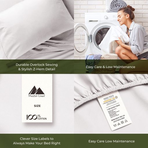 Juego de Sabanas de 100% Algodon Egipcio Estampado de Mayfair Linen - Juego de Sabanas 4 PC King de 600 Hilos, Sabanas de Lujo de Saten para Cama King, Bolsillos Extra Profundos de 16" para Cama King - Paisley - Imagen 8