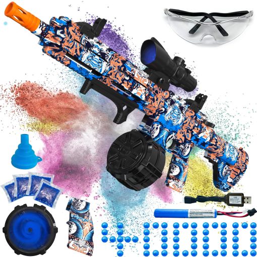 Pistola de Gel Automatica de Alta Velocidad, Pistola de Balas de Esparcimiento con 40000+ y Gafas de Proteccion, Juguetes Recargables de Balas de Esparcimiento para Actividades al Aire Libre Juego de Disparos Favores de Fiesta-Camuflaje