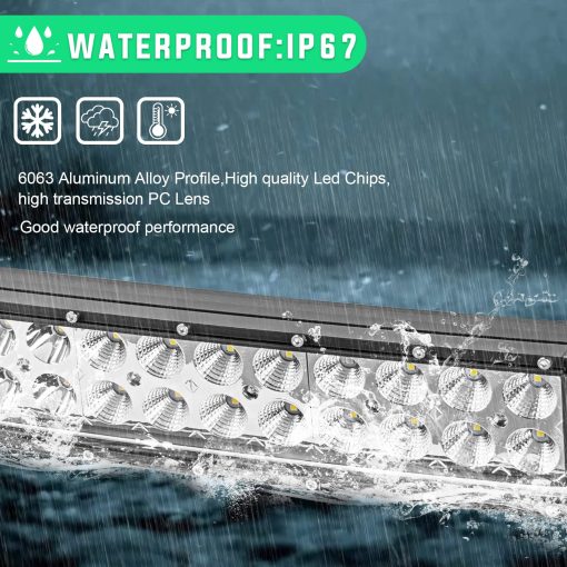 Barra de luz LED curva de 52" 300W con kit de cableado y soportes de montaje de parabrisas delantero compatible con Chevy GMC C/K 1500 2500 3500 1989-1998 - Imagen 6