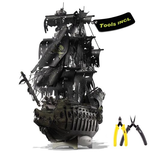 Rompecabezas 3D Piececool con Juegos de Herramientas DIY, Kit de Construccion de Modelo de Barco Pirata Flying Dutchman, Rompecabezas Metalicos 3D Dificiles para Adultos, Grandes Regalos de Navidad y Cumpleanos