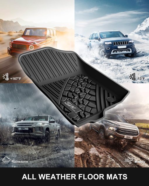 Tapetes para Jeep Wrangler JL 2018-2023 Unlimited 4 puertas (No JK o 4XE) de TPE Todo Clima para la 1ra y 2da Fila, Juego Completo de Tapetes para Auto, Negro - Imagen 7