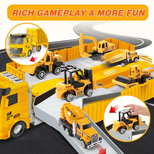 Juguetes de Construccion para Ninos y Ninas de 3-7 Anos Conjunto de Juguetes de Camiones de Construccion Juegos de Juguetes de Construccion - Grua Excavadora Volquetes, Juguetes de Vehiculos de Construccion para Ninos de 3 4 5 6 7 8 Anos Regalos para Ninos - Imagen 6