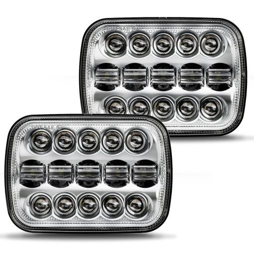 Faros LED BICYACO DOT 110W 5x7 7x6 Pulgadas Alto / Bajo Sellado con Ensamblaje de Haz Compatible con Jeep Wrangler YJ Cherokee XJ Kenworth T300 1997-2010 Enchufe H4 Cromo