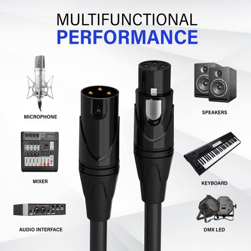 Cable de Microfono XLR LyxPro de 30 Pies Balanceado Macho a Hembra 3 Pines para Altavoces Potenciados Interfaz de Audio Profesional Rendimiento de Audio Pro y Dispositivos de Grabacion - Amarillo - Imagen 6