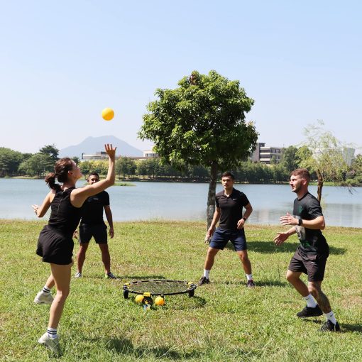 Juego de Pelota Metalico JOGENMAX, Juego Completo de Exterior Totalmente Plegable con Patas Desmontables, Incluye 3 Pelotas, Bolsa con Cordon, Adecuado para Jugar en el Cesped, Patio, Playa o Parque - Imagen 4