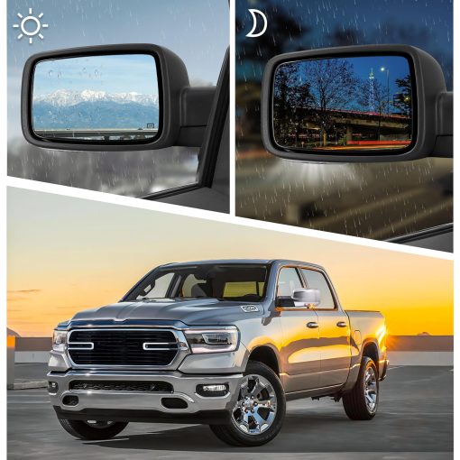 Espejo lateral compatible con espejo de remolque 2009-2018 Dodge Ram 1500 2010-2018 Dodge Ram 2500 3500 con espejo de potencia calefaccion sensor de temperatura solo lado izquierdo (cromo) - Imagen 6