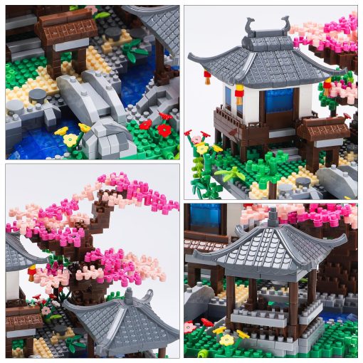 Conjunto de bloques de construccion de arbol de cerezo CAXIMSY con caja de presentacion acrilica Arquitectura china de flor de durazno Conjunto de construccion micro mini juguete regalo para ninos adultos ?3320 piezas? - Imagen 6