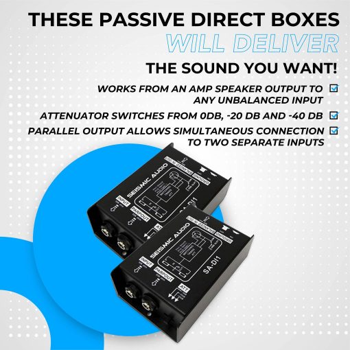 Caja Directa Pasiva Seismic Audio con Atenuador de Tierra Izquierda y Interruptor, Par de Cajas Directas Pasivas - Imagen 4