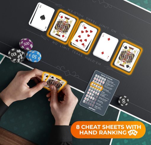 Tapete de Poker Newverest 70" x 35", Tapete Texas Hold'em para Noches de Juegos en Casa con hasta 10 Jugadores, Blackjack, Casino | Cubierta de Poker para Mesas en Bolsa de Almacenamiento con Cremallera con 8 Posavasos en Caja de Regalo - Imagen 6