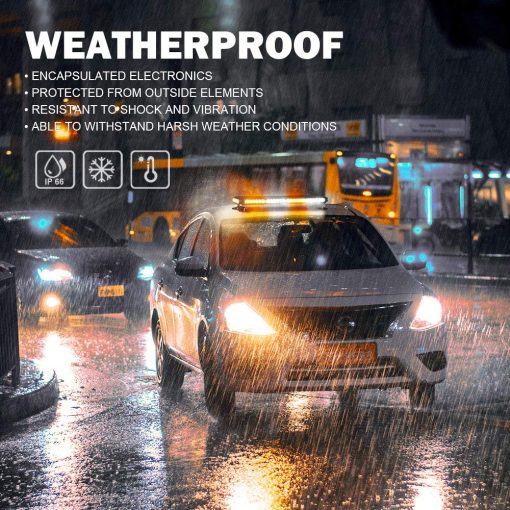 Barra de luz estroboscopica LED Xprite blanco ambar para techo de vehiculos de construccion de emergencia de alta visibilidad de doble cara de 26" con base magnetica para camiones de recogida de luces de advertencia de peligro - Imagen 3