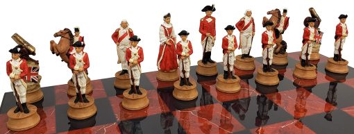 Juego de Ajedrez de la Guerra de Independencia Americana Revolucionaria con Tablero de 16" de marmol sintetico Negro y Rojo - Imagen 6
