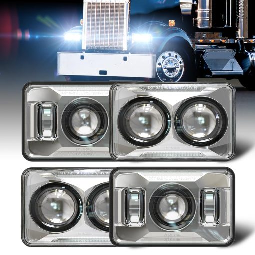 Faros LED de 4x6 pulgadas M MIBAHE aprobados por DOT 120W Compatibles con Kenworth T800 T600 Peterbilt 379 Feightliner Oldsmo-bile Cutlass H4651 H4652 H4656 H4666 H6545 Cromo