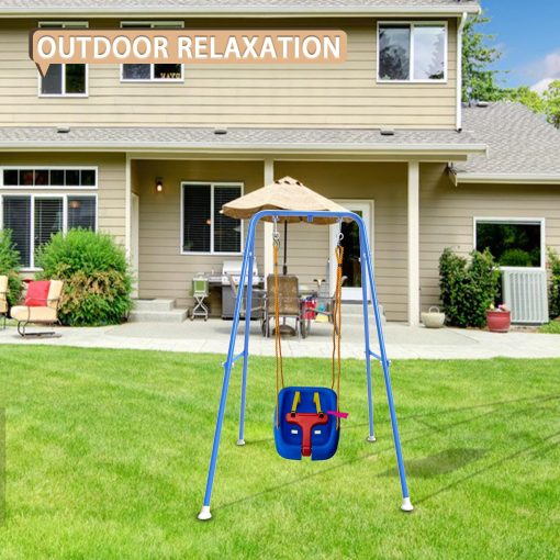 Soporte de Columpio para Niños, Estructura de Columpio para Bebes, Soporte de Columpio para Niños Pequeños, Juegos de Columpios de Metal Tipo A para Patio Trasero, Juego de Columpios Pesado para Exteriores e Interiores, Apto para la Mayoria de los Columpios para Niños (Azul) - Imagen 5