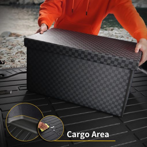 Tapetes para piso y protector de carga AZYT para GMC Terrain 2018-2024/Chevy Equinox 2018-2024 Juego de Forros Automotrices de TPE para Todo Clima Antideslizantes Impermeables Accesorios para Pisos (Tapetes de Auto+Tapete de Maletero) Negro - Imagen 3