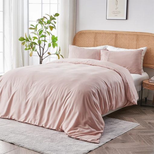 Funda de Edredon SIJO AiryWeight Tencel, 100% Lyocell Derivado del Eucalipto, Super Suave, Mejores Sabanas para Dormir Frescas segun Architectural Digest (Blush, Full/Queen 90"x90")