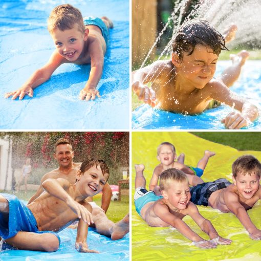 VEEST 33 FT Tobogan de Agua Extra Largo para Ninos y Adultos, Doble Tobogan de Agua para Cesped con 2 Tablas, Juguetes de Verano para Tobogan de Agua con Colchoneta de Choque para Patio Exterior - Imagen 5