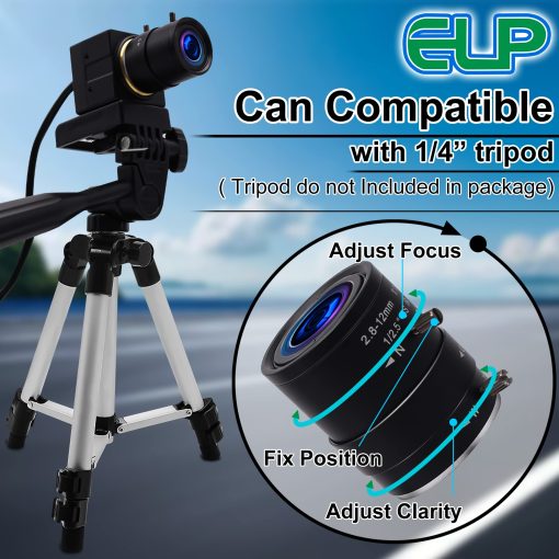 Camara USB de 5MP con Lente de Zoom de 2.8-12 mm Mini Camara UVC USB 2.0 con Enfoque Variable Camara para PC con Zoom Manual Camara de Enfoque Cercano Industrial Camara Web Varifocal para Raspberry Pi Laptop - Imagen 2