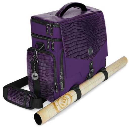 Bolsa de Viaje ENHANCE para Edicion Coleccionista de DND, Bolsa Compatible con Dungeons and Dragons, Soporte para Tapete de Batalla, Bolsillos para Dados y Accesorios, Capacidad para 4-8 Libros (Dragon Purpura)