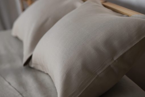 Juego de sabanas y fundas de almohada de lino WHOLEWOOLS - Juego de sabanas de lino natural - 4 piezas transpirables y ultra suaves (sabana ajustable, sabana y 2 protectores de almohada) (Twin, Natural) - Imagen 3