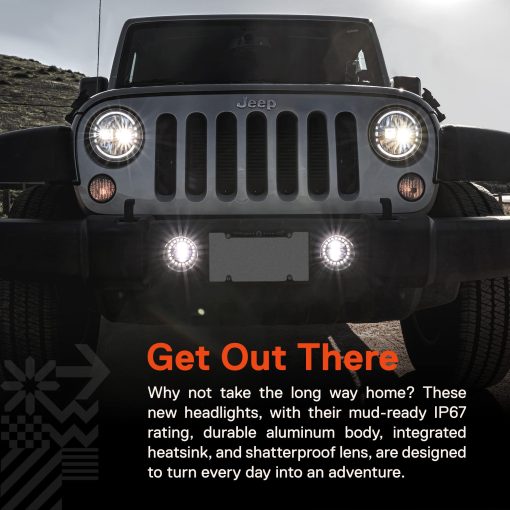 Faros LED TRUE MODS de 7 pulgadas H6024 para Jeep Wrangler JK Unlimited JKU TJ LJ CJ TJ Accesorios [Aprobados por DOT][Crystal HALO DRL] [Luces Altas/Low Selladas] para Chevy Ford GMC Hummer - Imagen 6